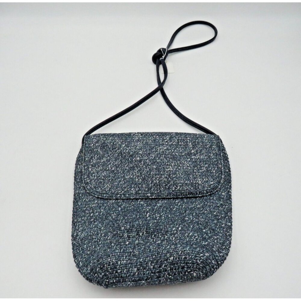 Talbots Purse‎ Cross Body Blue Paper Straw Shoulder Bag Lined Lightweight Snap